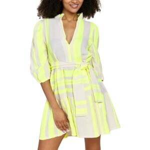 Sofia Made in Italy SM Salta Tiered Mini Dress Yellow Beige Cotton Travel